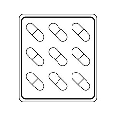 Medicine tablets symbol black and white