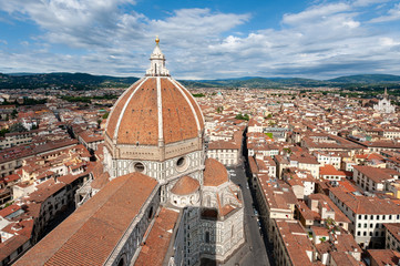 Fototapeta na wymiar View on Duomo in Florence from Giotto's Campanile, Italy