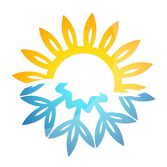 Snowflake and sun heating cooling vector design
