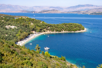 Fototapeta na wymiar High angle view on a beach on Corfu island, Greece