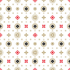 Seamless pattern with traditional Japanese decor elements
