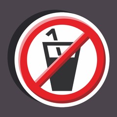 Vector illustration of a stickers set of isolated  no sign - no drinks