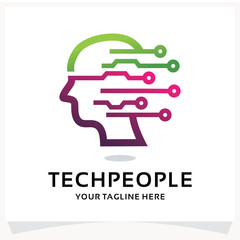 Tech People Logo Design Template Inspiration