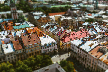 Obraz premium aerial view of the city Lviv in Ukraine 