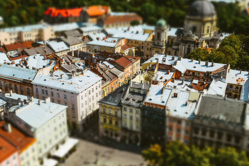 aerial view of the city Lviv in Ukraine 