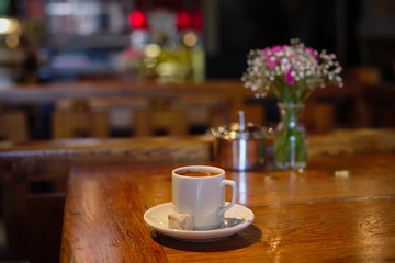 Traditional Turkish coffee in Istanbul Cafe