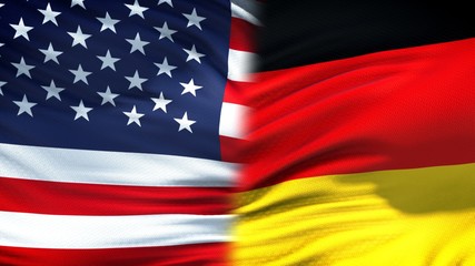 United States and Germany flags background, diplomatic and economic relations