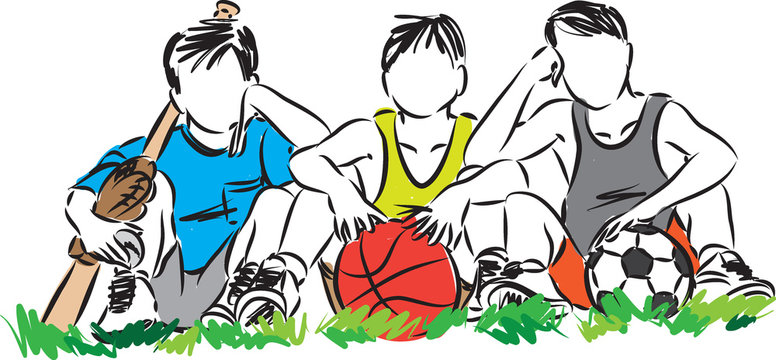 children sports vector illustration