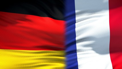 Germany and France flags background, diplomatic and economic relations