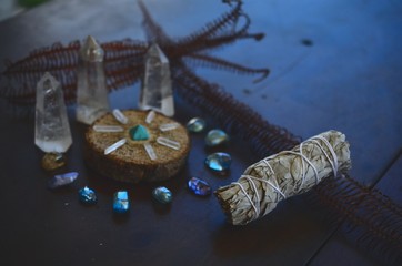 Clear Quartz crystal tower, carved crystal tower. Woman's hand holding clear quartz tower. Witchy decor, bohemian vibes. crystal healing, meditation crystals. Healing witch.