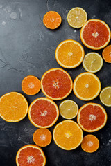 Citrus background at black background