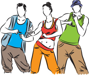 group of 2 dancers vector illustration