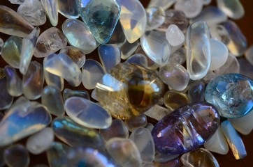 Beautiful, sparkling healing crystals. Witchy crystal grid, wiccan alter set up. Healing energy,...