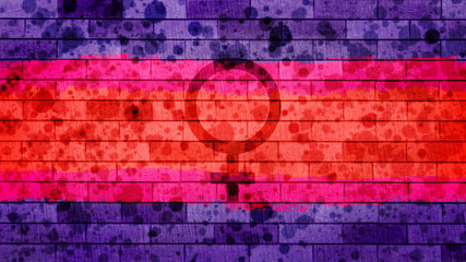 Grange feminist flag brick background