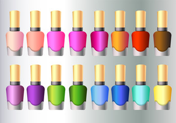 Nail polish in 16 different colors