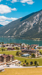 Fototapeta na wymiar Smartphone HD wallpaper of beautiful alpine view at the Achensee - Pertisau - Tyrol - Austria