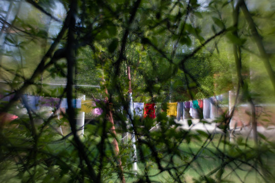 Clothes drying on clothesline outdoors