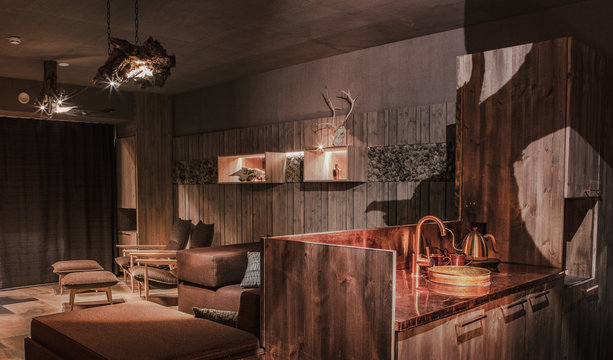 Interior view of modern living room in Hotel Iso Syote
