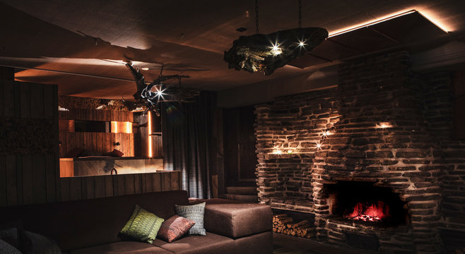 Interior view of modern living room in Hotel Iso Syote
