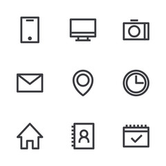 Outline interface icons. Vector icons. Information symbols. Business card elements.