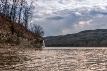 Athabasca River With Waterfall 