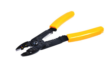 yellow wire stripper, close-up isolate