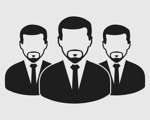 Business Team Icon. Employees behind the leader. Flat style vector EPS.
