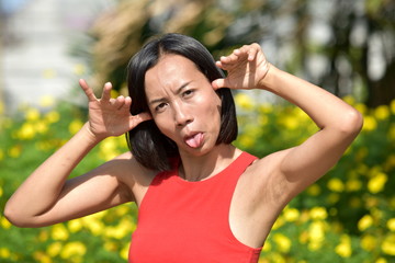 Adult Female Making Funny Faces