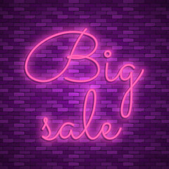 Neon light lettering, Stock vector. Color design