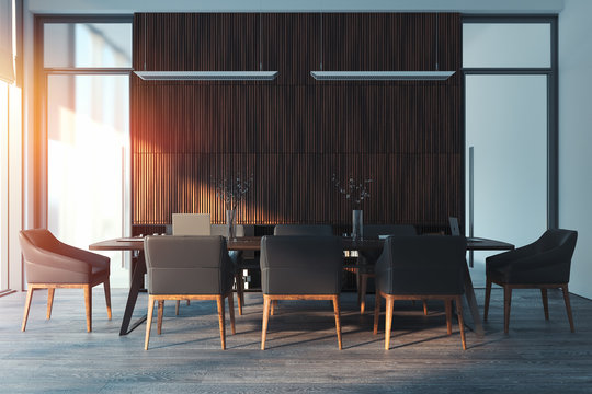 Bright modern conference room interior. 3d rendering.