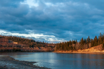 River Landscape at Sunset