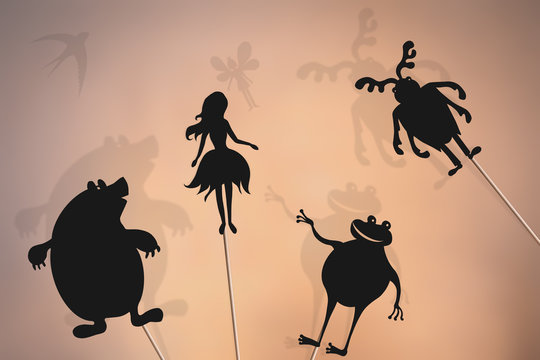 Thumbelina storytelling, shadow puppets