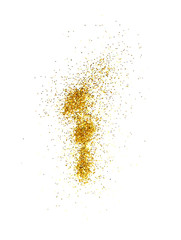 Fototapeta na wymiar Shiny golden glitter on white background, top view
