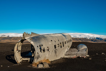 Abandoned DC Plane's fuselage on Solheimasandur, Iceland.