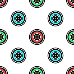 Seamless geometric pattern vector background with circles colorful design abstract vintage retro art aqua blue green hot pink white