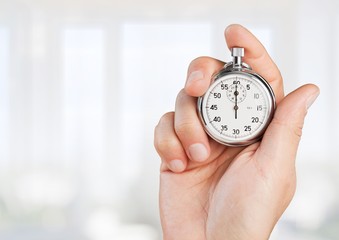 Close-up Stopwatch in Human Hand, Timer