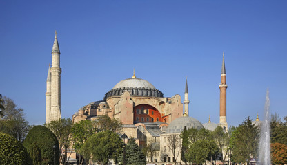 Fototapeta na wymiar Hagia Sophia. Hippodrome of Constantinople (Sultanahmet square) in Istanbul. Turkey