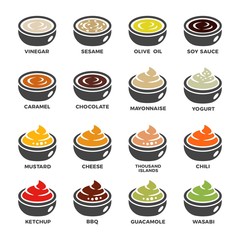 sauce and condiment icon set,vector and illustration