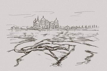 sketch of Schloss Moritzburg