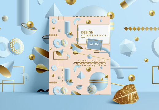 Pastel Flyer Layout Layout with Abstract 3D Patterns