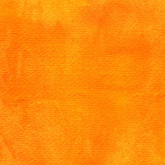 Abstract orange watercolor background with texture aquarelle paint and paper. Empty surface of square format with grunge effect for your text or collage.