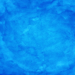 Abstract blue watercolor background with texture aquarelle paint and paper. Empty surface of square format with grunge effect for your text or collage.