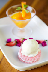 Beautiful elegant colorful dessert in a plate