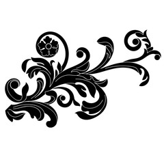 Black vintage baroque ornament, corner. Retro pattern antique style acanthus.