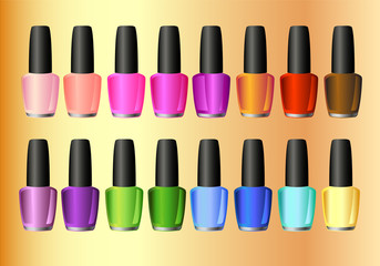 Nail polish in 16 different colors for woman