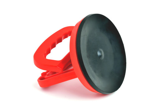 device for carrying glass, vacuum glass suction plate red color close-up
