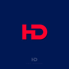 H and D letters. H, D red monogram. Web, user interface icon.  