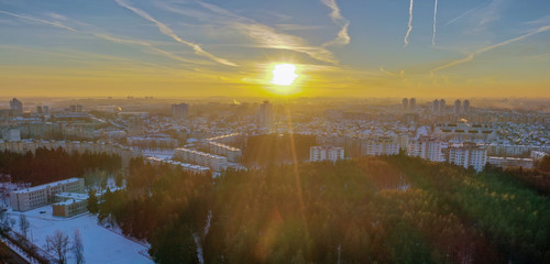 sunset in the town 