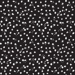 Vector Abstract Monochrome Dotted Background. Black and White Seamless Pattern. Random Whimsical Texture.