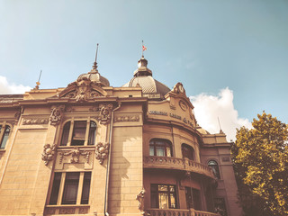 TBILISI, GEORGIA - SEPTEMBER 20, 2018: View of old bilding of the TBC Bank of the  Tbilisi town, D.Agmashenebeli st. 